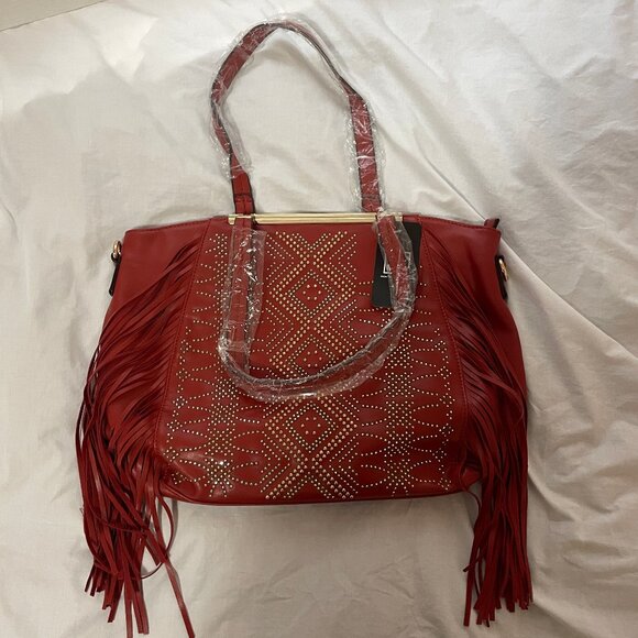 NWT MFK Womens L Satchel Bag Purse Western Fringe Concealed Carry Shoulder Strap - Picture 1 of 16
